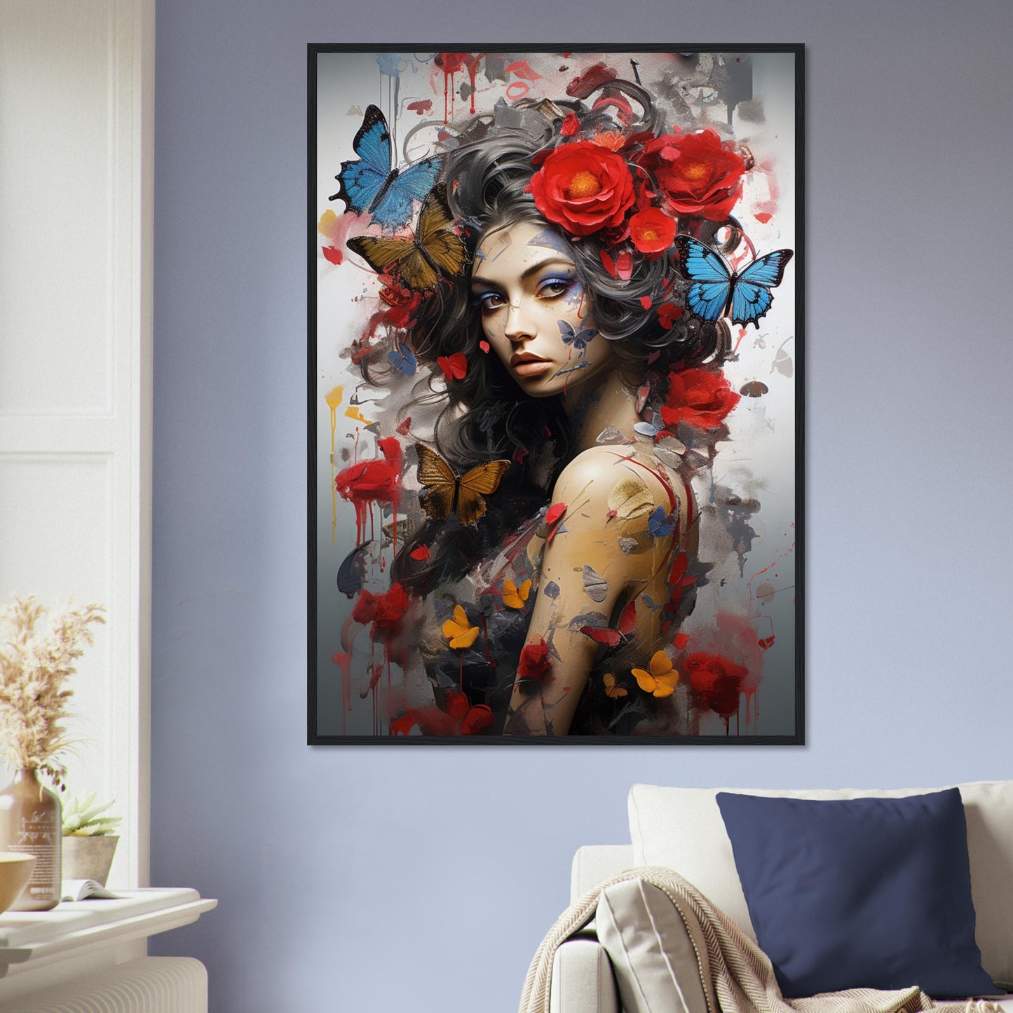 Lady Butterfly, Poster mit Holzrahmen - Stiers Beste