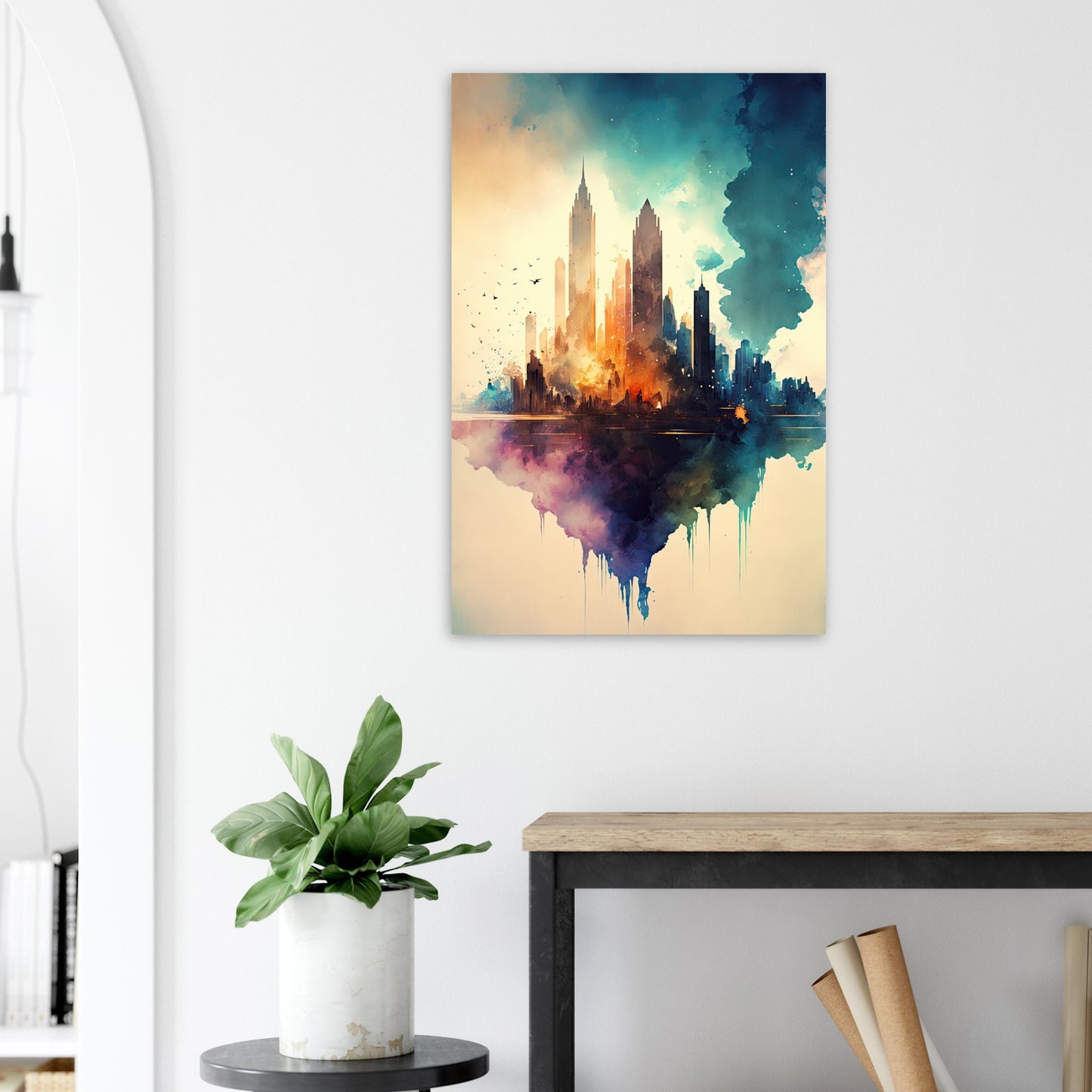 Farbexplosion Skyline, Aluminiumdruck - Stiersbeste
