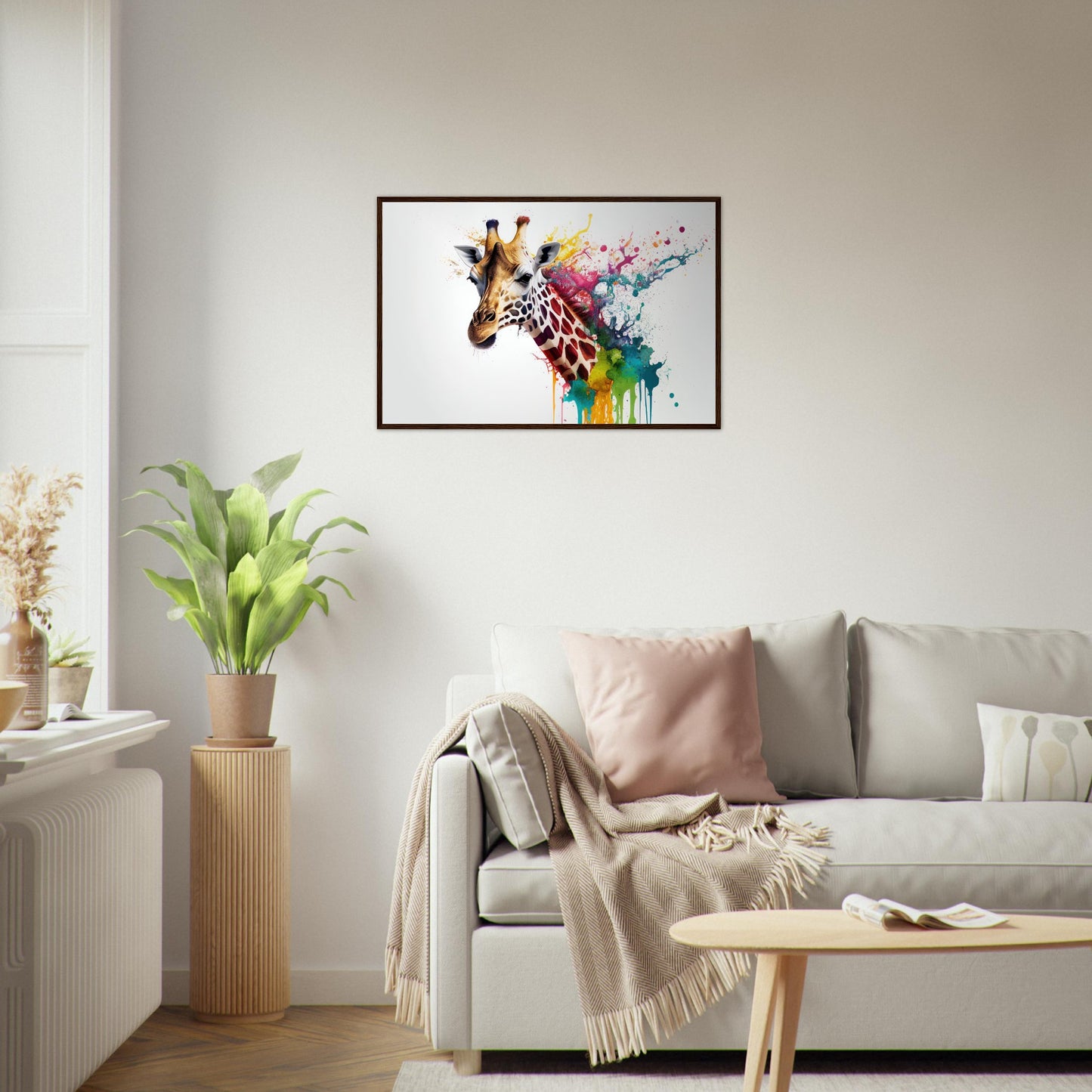 Giraffe Splash Art, Poster mit Holzrahmen - Stiersbeste