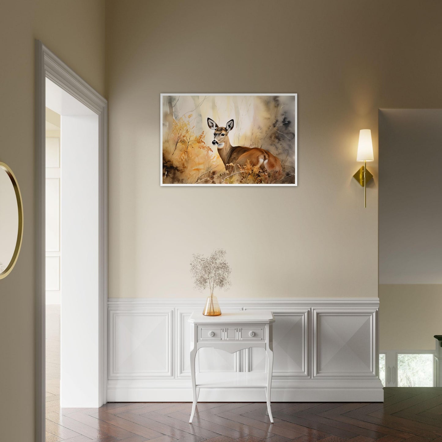 Flüstern des Waldes, Poster mit Holzrahmen - Stiersbeste