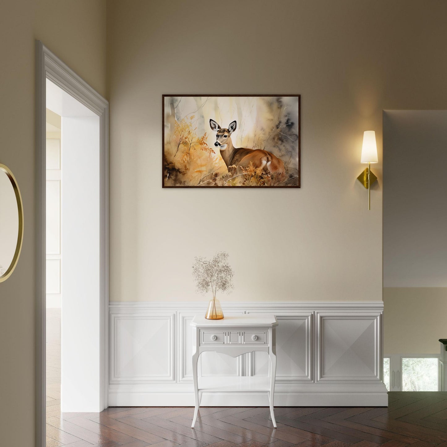 Flüstern des Waldes, Poster mit Holzrahmen - Stiersbeste