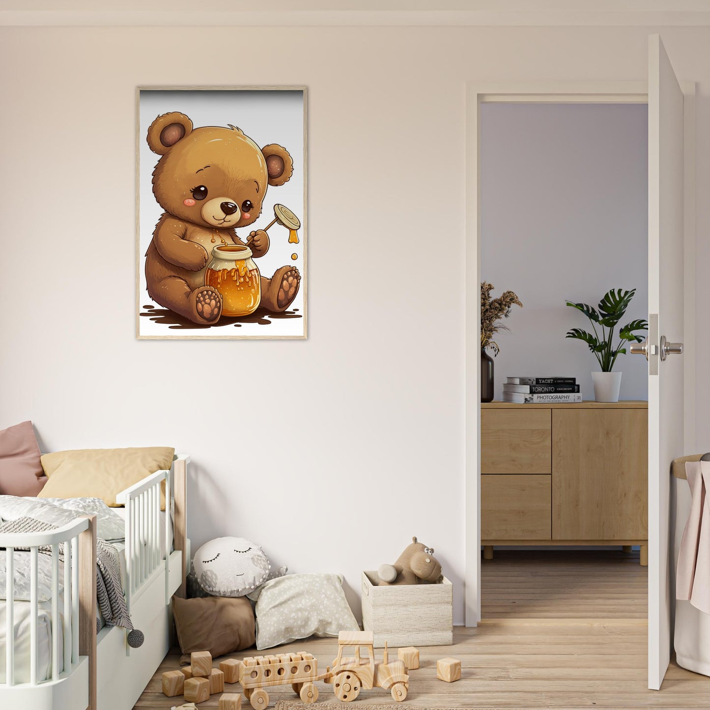 Honigbär, Poster mit Holzrahmen - Stiersbeste
