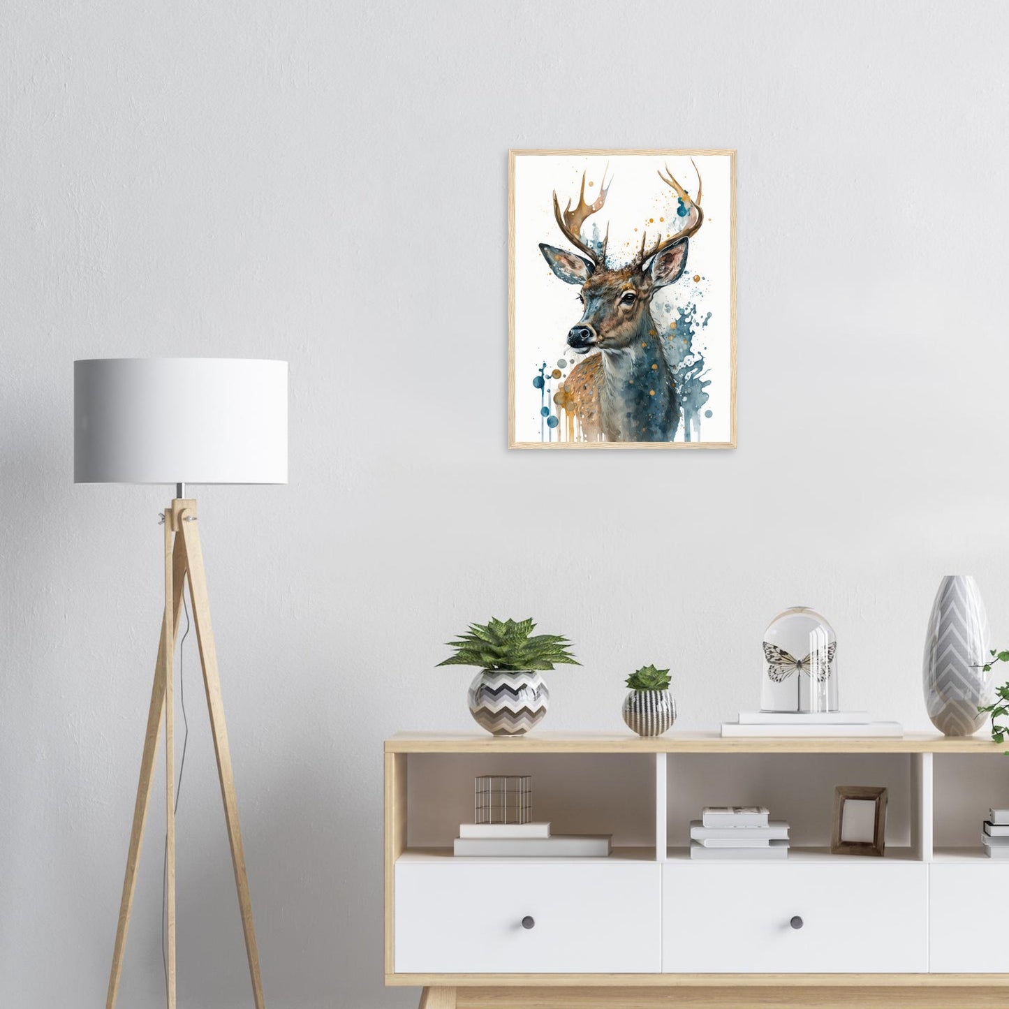 Lebendige Wildvisionen, Poster mit Holzrahmen - Stiersbeste