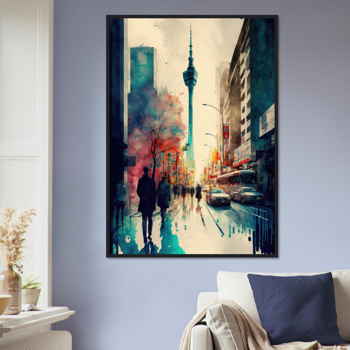 Lauf durch Tokyo, Poster mit Holzrahmen - Stiersbeste