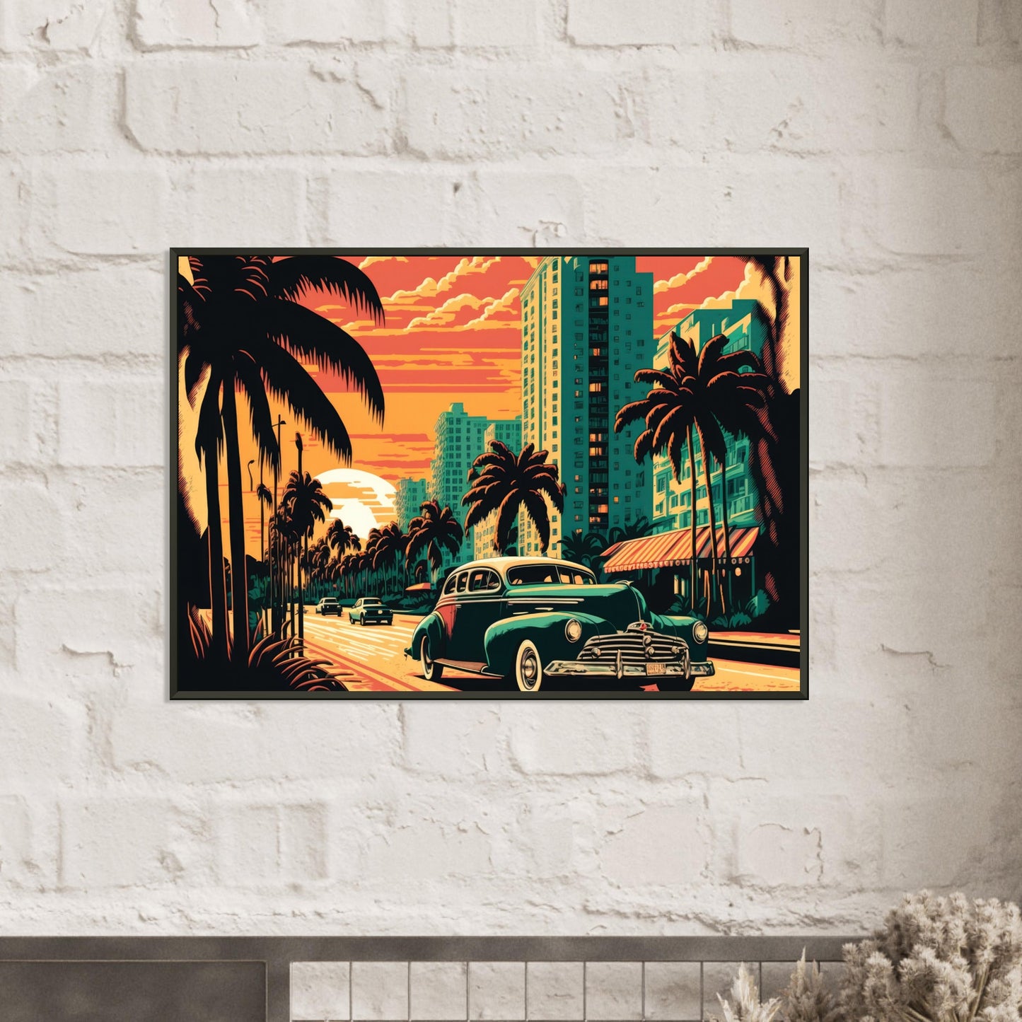 Retro Miami, Poster mit Alurahmen - Stiersbeste