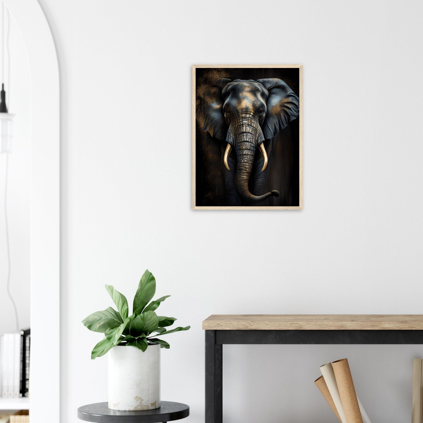 Der glanzvolle Elefant, Poster mit Holzrahmen - Stiersbeste