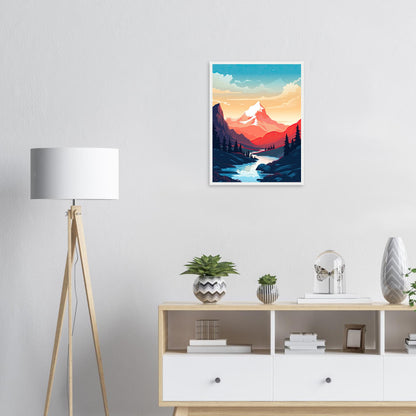 Bergsicht, Poster mit Holzrahmen - Stiers Beste