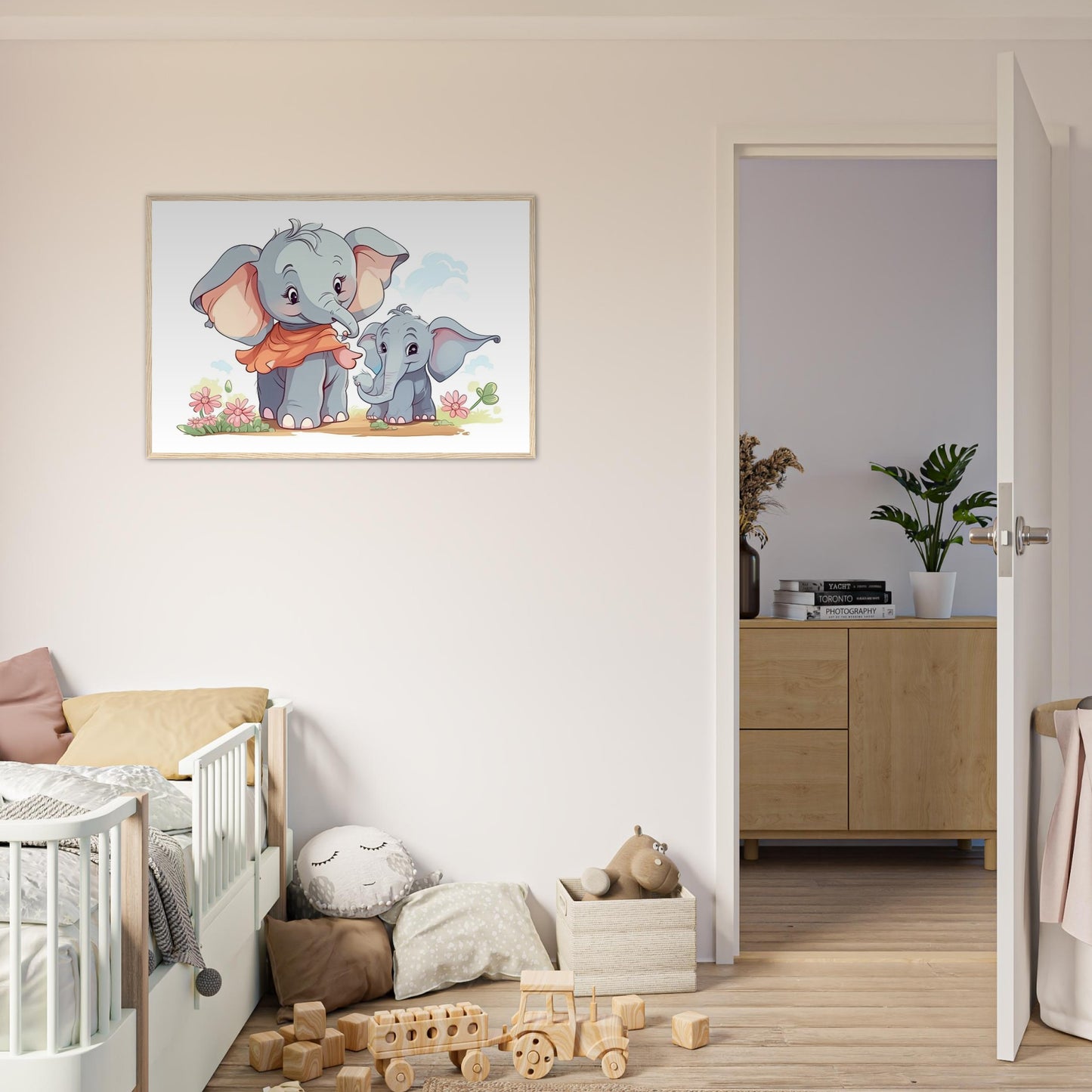 Elephant Cutie, Poster mit Holzrahmen - Stiersbeste