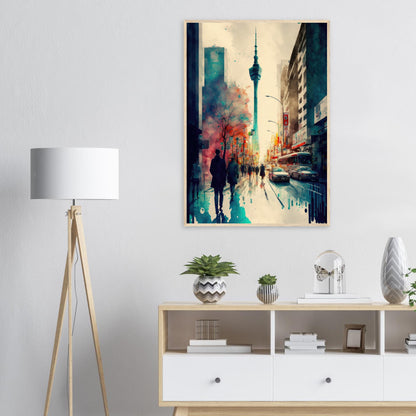 Lauf durch Tokyo, Poster mit Holzrahmen - Stiersbeste