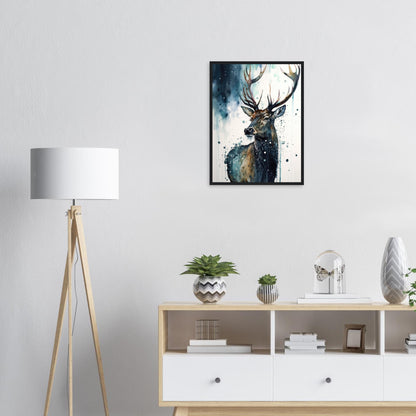 Der Pinselhirsch, Poster mit Holzrahmen - Stiersbeste