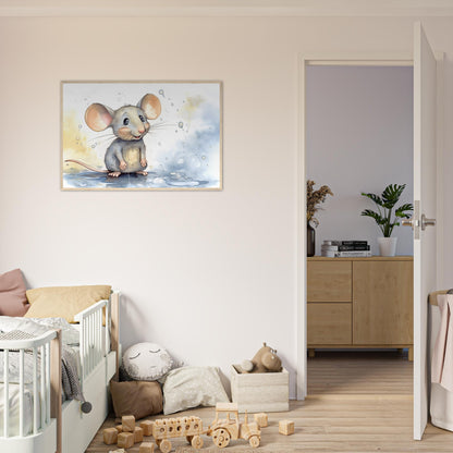 Happy Mouse, Poster mit Holzrahmen - Stiersbeste
