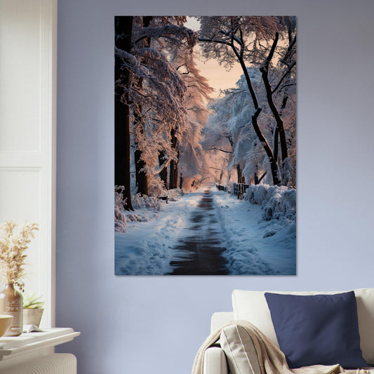 Verschneite Straßenlandschaft, Holzdruck - Stiers Beste