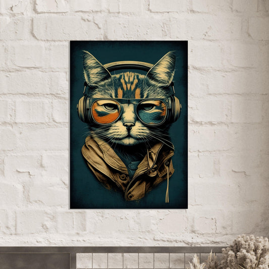 Retro Cat, Holzdruck - Stiersbeste