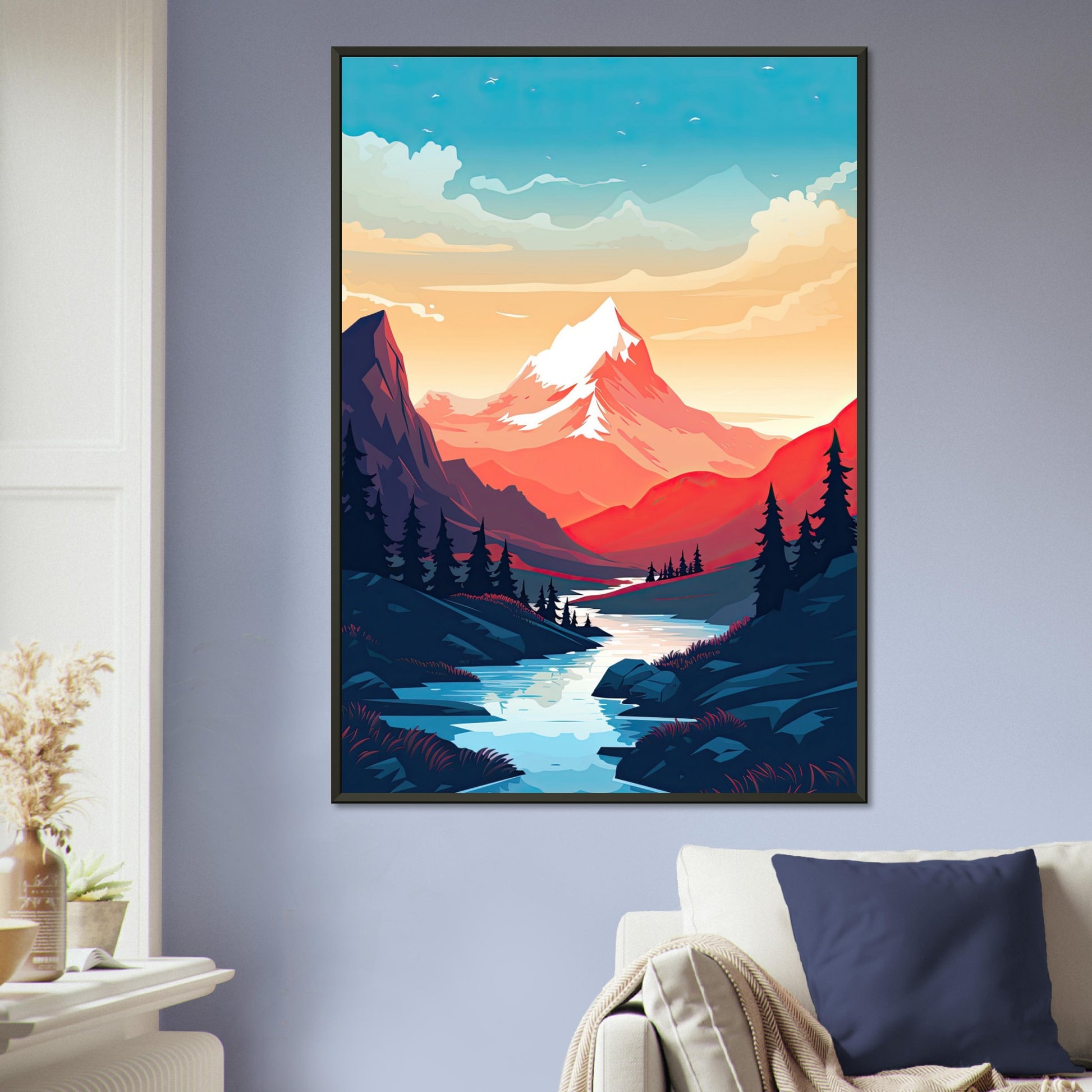 Bergsicht, Poster mit Alurahmen - Stiers Beste