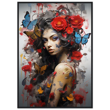 Lady Butterfly, Poster mit Holzrahmen - Stiers Beste