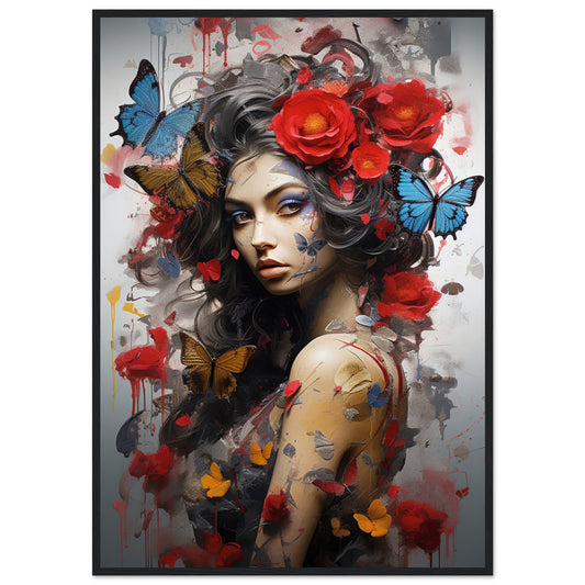 Lady Butterfly, Poster mit Holzrahmen - Stiers Beste