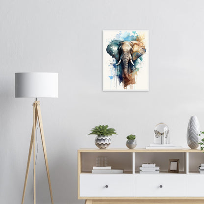 Elefant im Farbrausch, Poster mit Holzrahmen - Stiersbeste