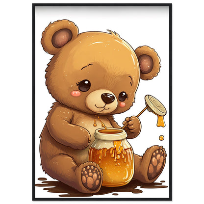Honigbär, Poster mit Holzrahmen - Stiersbeste