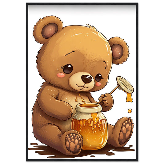 Honigbär, Poster mit Holzrahmen - Stiersbeste