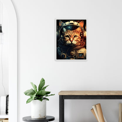 Space Cat, Poster mit Holzrahmen - Stiersbeste