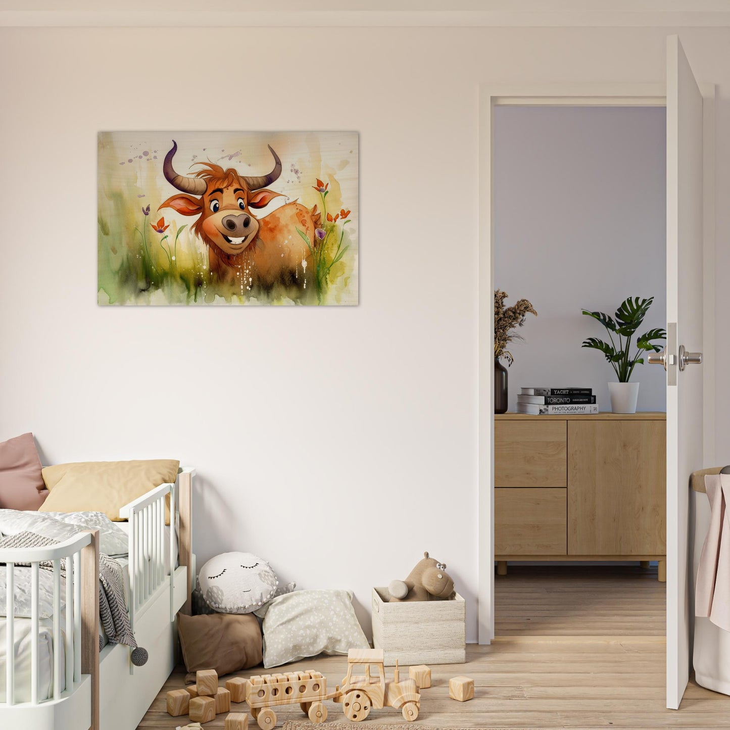 Blumiger Stier, Holzdruck - Stiersbeste