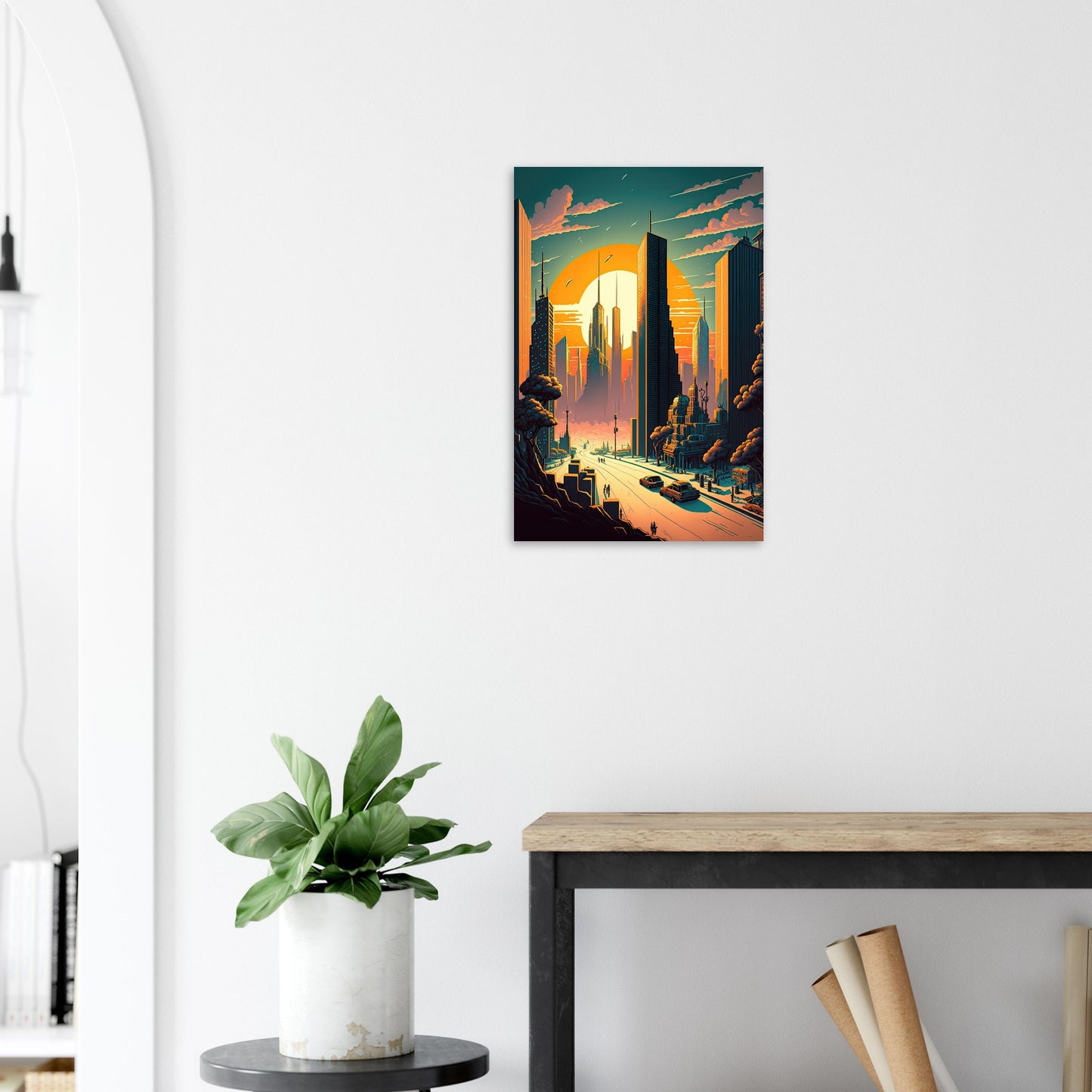 Futuristischer Sunset, Aluminiumdruck - Stiersbeste