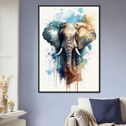 Elefant im Farbrausch, Poster mit Holzrahmen - Stiersbeste