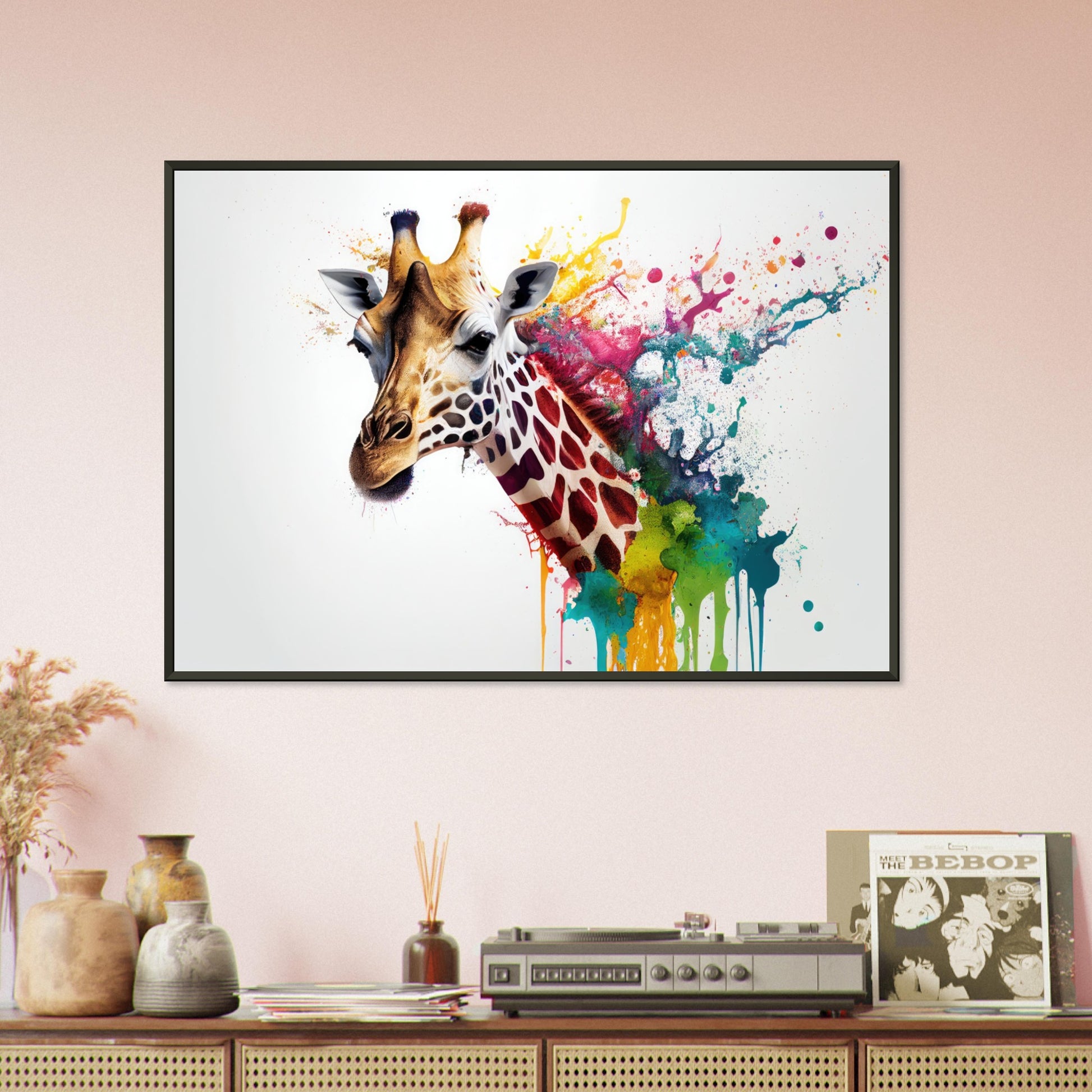 Giraffe Splash Art, Poster mit Alurahmen - Stiersbeste