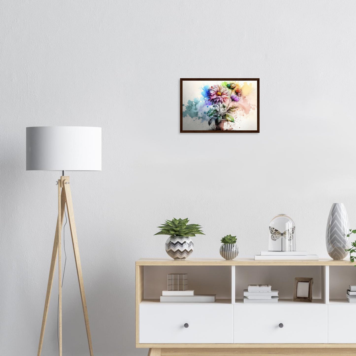 Fließende Blumenmelodie, Poster mit Holzrahmen - Stiersbeste