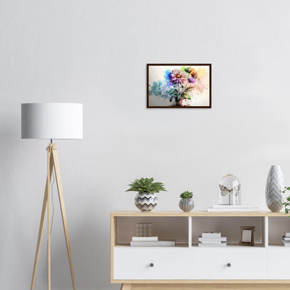 Fließende Blumenmelodie, Poster mit Holzrahmen - Stiersbeste