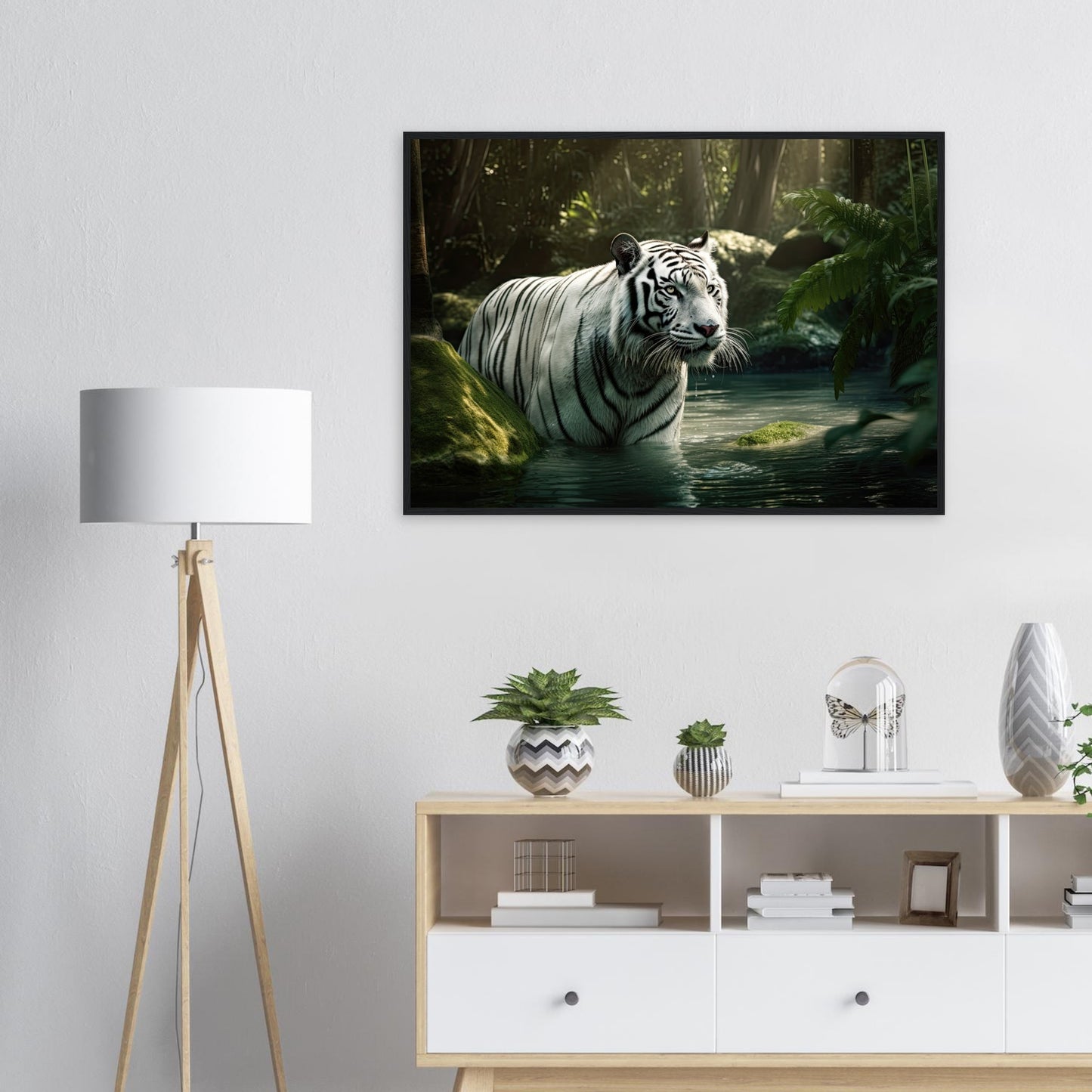 Tiger Bad, Poster mit Holzrahmen - Stiersbeste