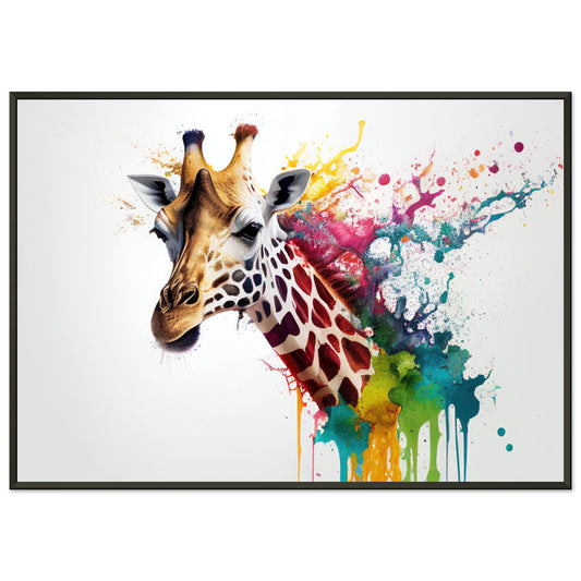 Giraffe Splash Art, Poster mit Alurahmen - Stiersbeste