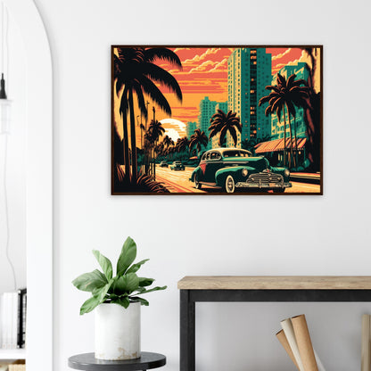 Retro Miami, Poster mit Holzrahmen - Stiersbeste