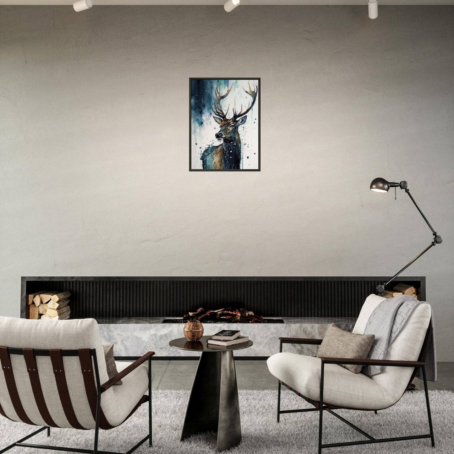 Der Pinselhirsch, Poster mit Alurahmen - Stiersbeste