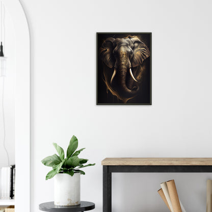 Goldener Blick des Elefanten, Poster mit Alurahmen - Stiersbeste
