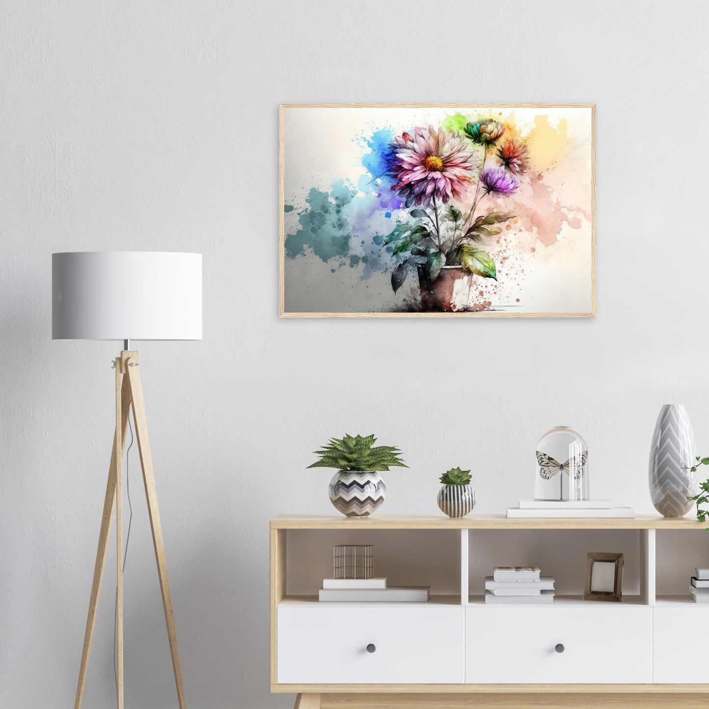 Fließende Blumenmelodie, Poster mit Holzrahmen - Stiersbeste