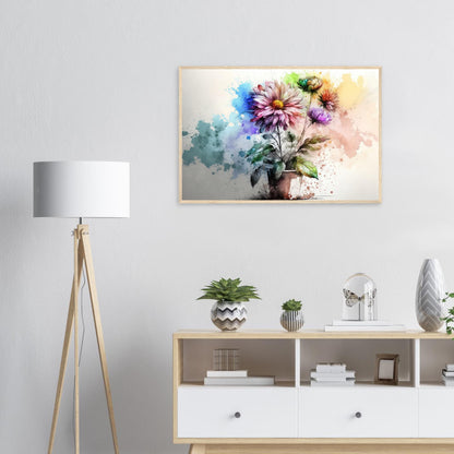 Fließende Blumenmelodie, Poster mit Holzrahmen - Stiersbeste