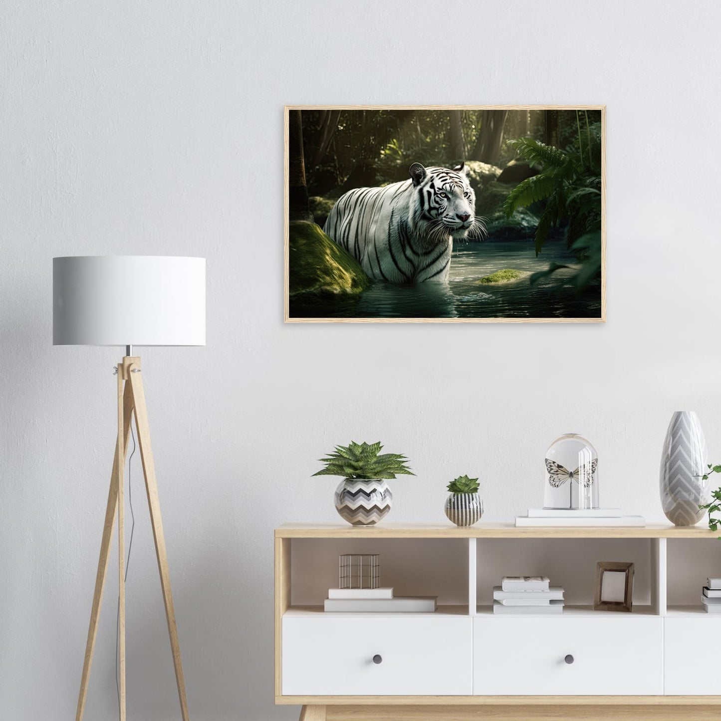 Tiger Bad, Poster mit Holzrahmen - Stiersbeste