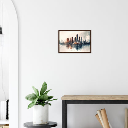 Cloudy Skyline, Poster mit Holzrahmen - Stiersbeste