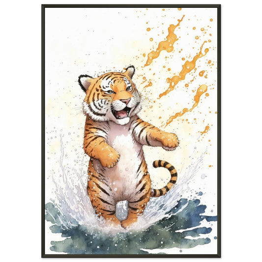 Wasserspaß Tiger, Poster mit Alurahmen - Stiersbeste