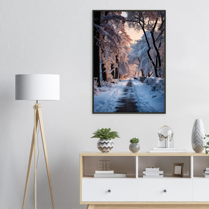 Verschneite Straßenlandschaft, Poster mit Alurahmen - Stiers Beste