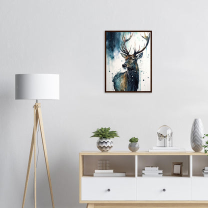 Der Pinselhirsch, Poster mit Holzrahmen - Stiersbeste