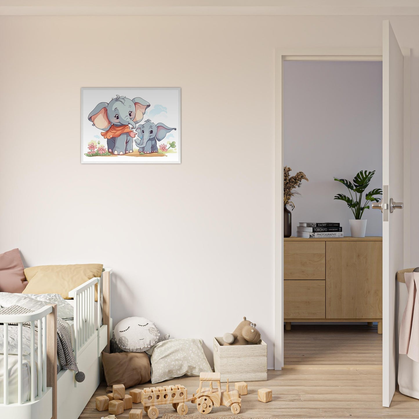 Elephant Cutie, Poster mit Holzrahmen - Stiersbeste