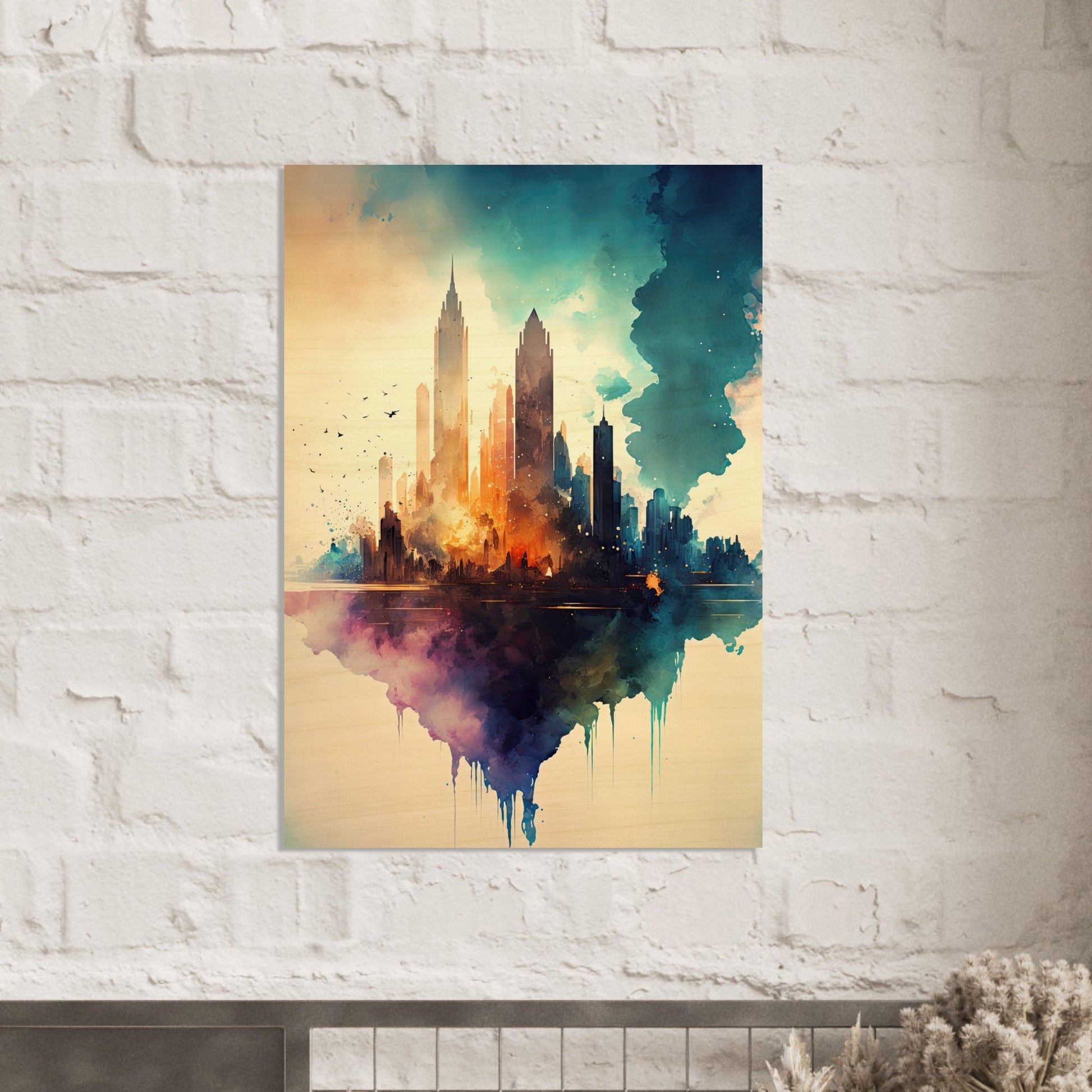 Farbexplosion Skyline, Holzdruck - Stiersbeste