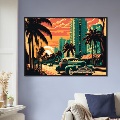 Retro Miami, Poster mit Holzrahmen - Stiersbeste