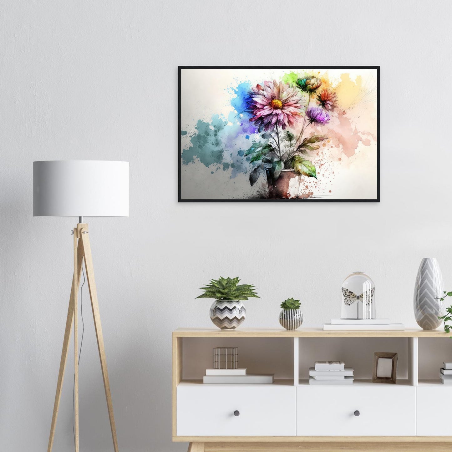 Fließende Blumenmelodie, Poster mit Holzrahmen - Stiersbeste