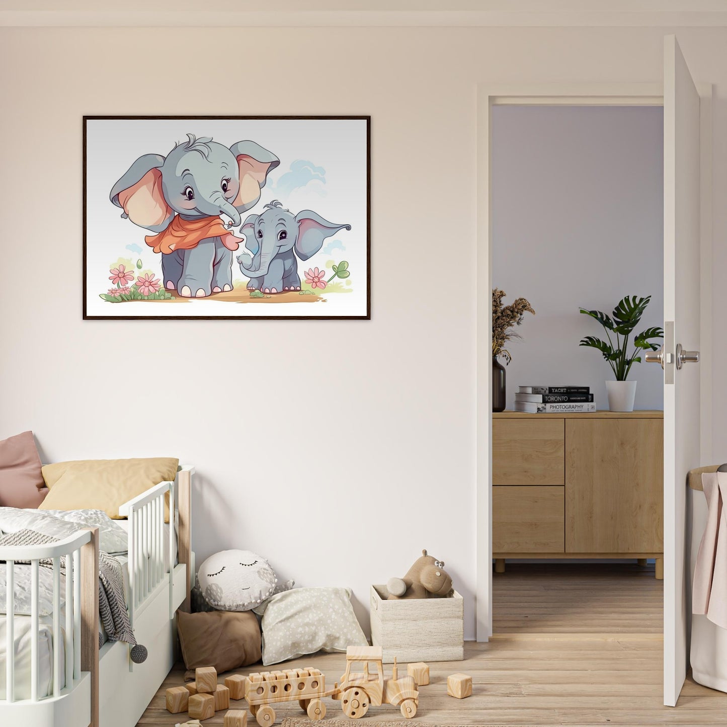 Elephant Cutie, Poster mit Holzrahmen - Stiersbeste