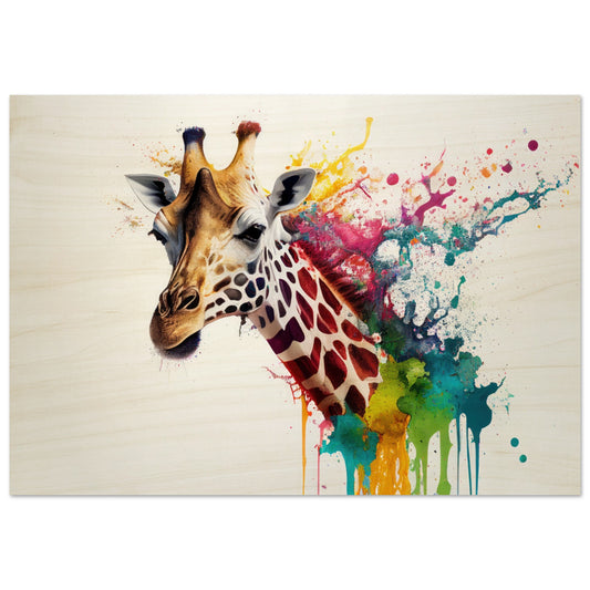 Giraffe Splash Art, Holzdruck - Stiersbeste
