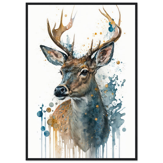 Lebendige Wildvisionen, Poster mit Holzrahmen - Stiersbeste