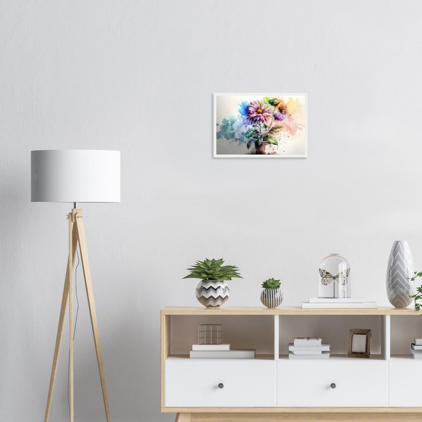 Fließende Blumenmelodie, Poster mit Holzrahmen - Stiersbeste